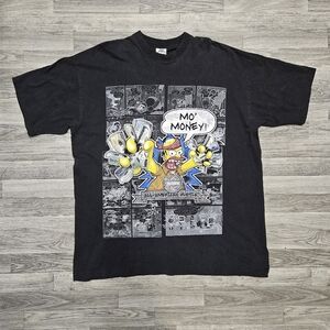 Vintage Black Homer Simpson Y2K Gangster Rap Bootleg T-shirt 2XL Simpsons Money